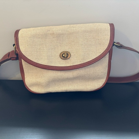 RARE Vintage Roots Stephy’s Bag Linen with leather trim - Picture 3 of 10